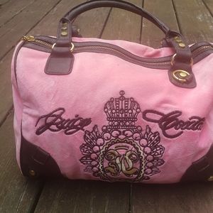 2000s pink Velour juicy couture bowler bag